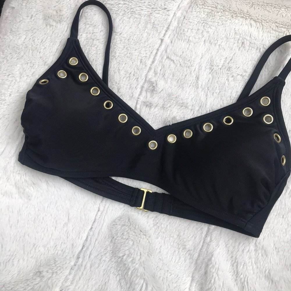 2/$20 Black gold grommet bikini top S